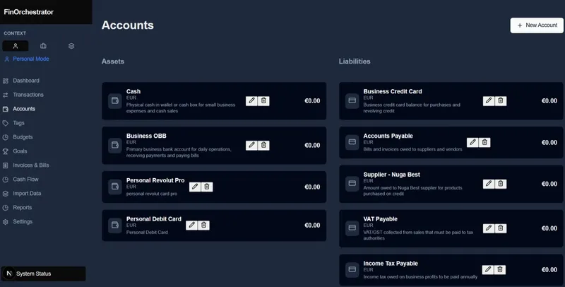 Screenshot of Finance Tracker